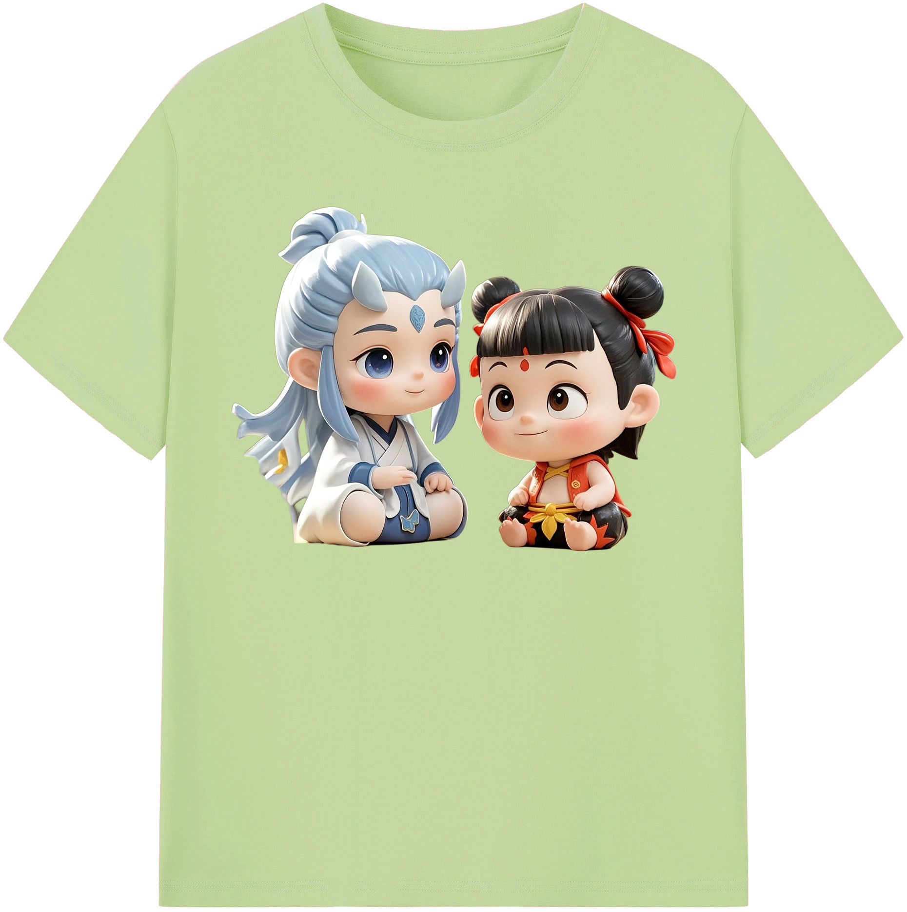 （画像用） Ne Zha 2 ナタ 魔童の大暴れ 綿100％半袖Tシャツ（フロントプリント）